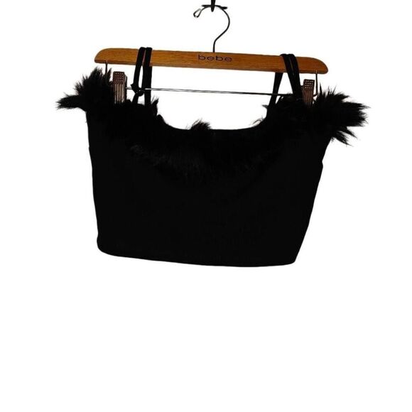 Iris Y2K Faux Fur Trim Crop Tank Top - Picture 1 of 6